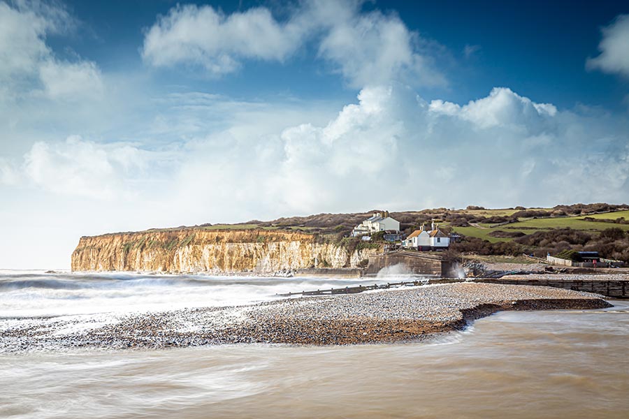 Seven sisters cottages at seaside of uk
