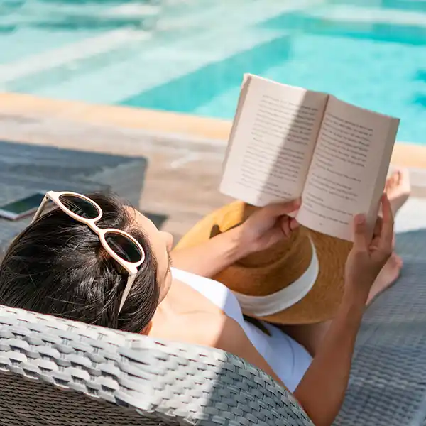 Relaxing by the pool